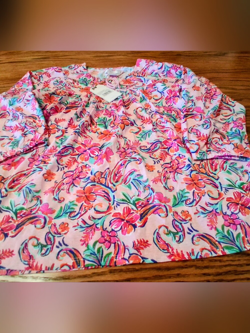 NWT PETITE ladies Stella Parker Pink Floral Top Sz SP, LP, MSRP $50